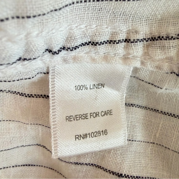 Garnet Hill White Stripe Linen Tunic Shirt Size Medium 23931 - Picture 6 of 9